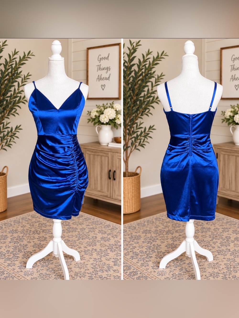 Emerald Sunday Satin Cocktail Dress sz L